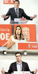  ?? Foto: AFP / Javier Soranio / Rafa Rivas ?? López, Díaz, Sánchez (v. o.): drei Kandidaten, ein Ziel.