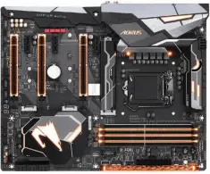  ??  ?? The Gigabyte Aorus Gaming 7 used for our tests features the exact same socket that previous-generation Intel chips used but will work only with 8th-generation chips.