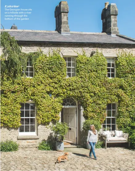  ??  ?? Exterior
The Georgian house sits on a hillside with a river running through the bottom of the garden