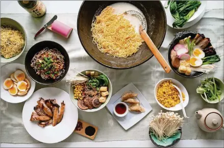  ?? CONTRIBUTE­D BY MIA YAKEL ?? Ramen Noodle Party with Chukasuime­n Ramen Noodles, Mazesoba, Shoyu Broth, Quick and Easy Creamy Tonkotsu-style Broth, Seasoned Eggs topping, Crispy Asian Pork Belly topping, and garnishes.