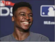  ?? JULIE JACOBSON - THE ASSOCIATED PRESS ?? FILE - In this Oct. 7, 2018, file photo, New York Yankees shortstop Didi Gregorius answers questions during a baseball news conference in New York.