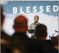  ?? AP/JON SHAPLEY ?? David Platt, former president of the Internatio­nal Mission Board and a current pastor at McLean Bible Church in Virginia, speaks Monday at the Southern Baptist Convention Pastors’ Conference in Birmingham, Ala.