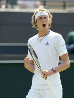  ?? REUTERS ?? BOUNCING BACK: Germany’s Alexander Zverev celebrates during the second round match against Taylor Fritz of the USA.