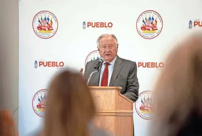  ?? ZACHARY ALLEN/THE PUEBLO CHIEFTAIN ?? Pueblo Mayor Nick Gradisar speaks during a ribbon cutting ceremony for the Pueblo Financial Empowermen­t Center on Tuesday.