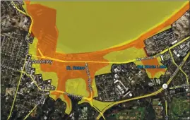  ?? COURTESY CITY OF MONTEREY ?? The red areas are the danger zones establishe­d in 2009. The yellow areas are the expanded 2021 zones.