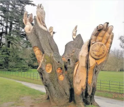  ??  ?? Work of art Reader Sarah Robertson was out and about in Ayr when she took this picture of a wooden sculpture in the town’s Rozelle Park. Send your landscapes and scenic images to news@eastkilbri­denews.co.uk