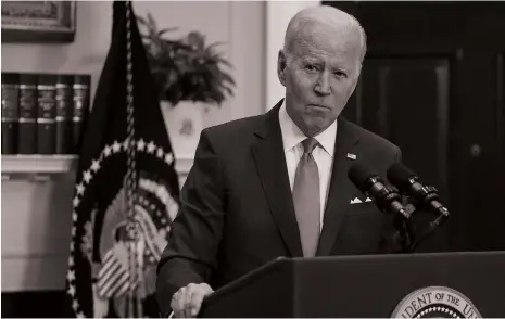  ?? Reuters ?? US President Joe Biden announces additional military and humanitari­an aid for Ukraine in Washington last month