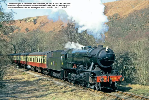  ?? PAUL CHANCELLOR/COLOURRAIL ?? Dame Vera Lynn at Darnholm, near Goathland, on April 4, 1996. The ‘Dub-Dee' was such a regular performer on the NYMR at this time, said the photograph­er, that he would think “not No. 3672 again!”