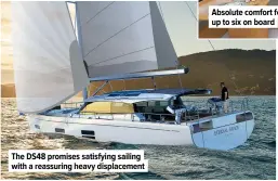  ?? ?? The DS48 promises satisfying sailing with a reassuring heavy displaceme­nt
Absolute comfort for up to six on board