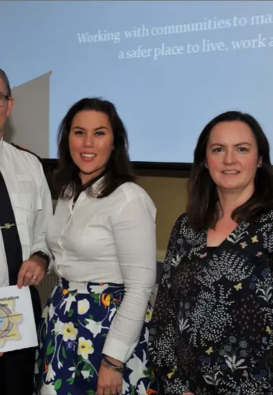  ??  ?? Chief Supt. Sean Ward with Councillor­s Maeve Yore, Emma Coffey and Maria Doyle at the launch of the dedicated e-mail facility for public representa­tives based in Louth held in the Grove House, Dunleer.