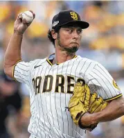  ?? GREGORY BULL / AP ?? San Diego Padres starting pitcher Yu Darvish has agreed to a new contract with the San Diego Padres that guarantees the pitcher an additional $90 million through the 2028 season. Darvish went 16-8 with a 3.10 ERA and 197 strikeouts last season.