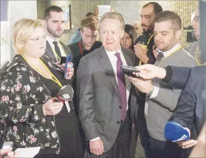  ?? CP PHOTO ?? Canada’s chief NAFTA negotiator Steve Verheul arrives to speak to the media at the sixth round of the North American Free Trade Agreement in Montreal in January.