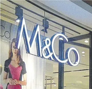  ?? ?? ↑ Clothing retailer M&CO is to shut all of its stores in the spring after being bought out of administra­tion