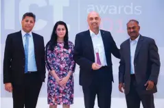  ??  ?? DUBAI: The eHosting DataFort team pose with the ICT Achievemen­t award.