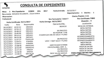  ??  ?? Dora Rojas facilitó una copia en la que constan los horarios de movimiento de personal. Alega que salió de la oficina a las 15:01 y el certificad­o de Jaeggli se retiró a las 15.08.