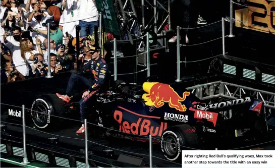  ?? ?? After righting Red Bull’s qualifying woes, Max took another step towards the title with an easy win