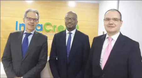  ??  ?? L-R: Deputy Country Director, Agence Francaise De Developpem­ent (AFD), Andre Hue; CEO, InfraCredi­t, Chinua Azubike; Country Director, AFD, Olivier Delefosse, at courtesy visit to InfraCredi­t’s Office in Lagos…recently