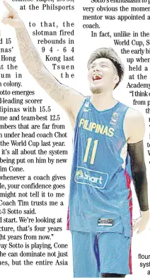  ?? PHOTOGRAPH COURTESY OF FIBA ?? KAI Sotto is flourishin­g under the system of Tim Cone at Gilas Pilipinas.