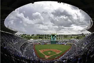  ?? CHARLIE RIEDEL/AP 2017 ?? The storm clouds gathering above the Royals’ Kauffman Stadium are apt because no one truly knows what’s next after voters rejected a sales tax plan to build the team a new stadium. There are myriad things that could happen next, including the state devising some kind of financing plan.