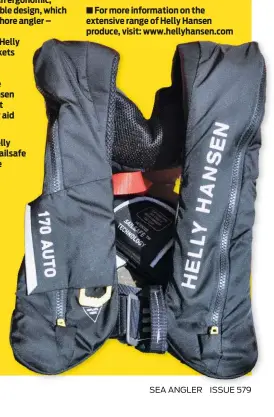  ??  ?? RIGHT: Helly Hansen Sailsafe Inflatable Inshore lifejacket