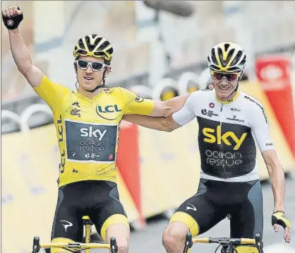  ?? FOTO: EFE ?? La pareja Thomas-Froome podría romperse. Geraint dice que escuchará ofertas, y el Sky echará el resto para mantenerlo