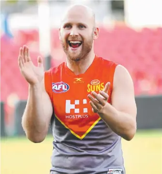  ?? Picture: MIKE BATTERHAM ?? Gary Ablett is in the frame to play his 300th AFL game against North Melbourne this weekend on the Gold Coast after training yesterday.