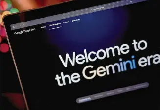  ?? Gabby Jones/Bloomberg ?? The Google DeepMind website is seen last week on a laptop screen. Alphabet’s Google said Gemini is its largest, most capable and flexible AI model to date.