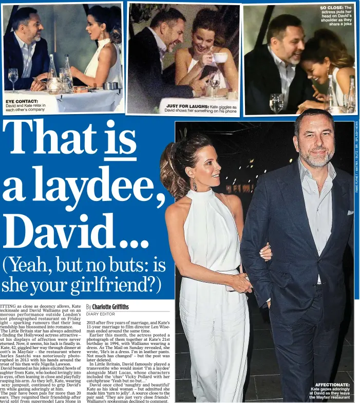  ??  ?? AFFECTIONA­TE: Kate gazes adoringly at David as they leave the Mayfair restaurant