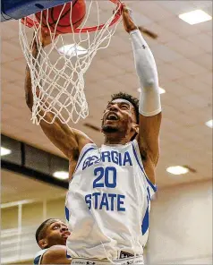  ?? GSU ATHLETICS ?? Panthers junior forward Josh Linder dunks against Georgia Southern in the rivals’ last meeting Feb. 29 at GSU Sports Arena.