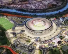  ?? Ansa ?? Un rendering del progetto dello stadio dell’As Roma