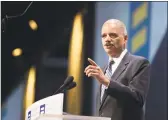  ?? Kevin Wolf / Associated Press ?? Former Attorney General Eric Holder speaks at the Human Rights Campaign last month.