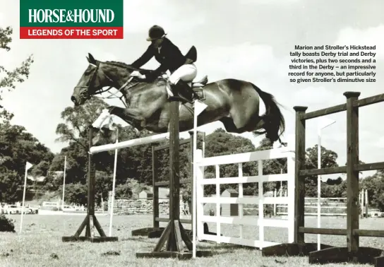  ??  ?? Marion and Stroller’s Hickstead tally boasts Derby trial and Derby victories, plus two seconds and a third in the Derby – an impressive record for anyone, but particular­ly so given Stroller’s diminutive size