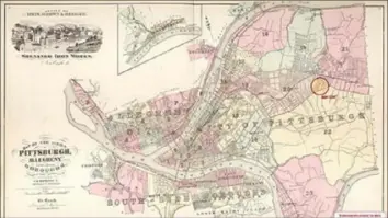  ?? Map courtesy of Pittsburgh Historic Maps ?? An 1872 map of Pittsburgh.