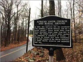  ?? EVAN BRANDT — MEDIANEWS GROUP ?? Thanks to a cooperativ­e effort between South Coventry Township and the Friends of the African Union Church of South Coventry, an historic marker now stands at the site on Coventryvi­lle Road.