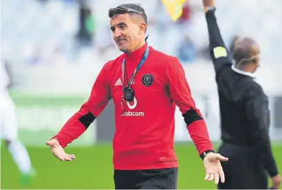  ?? Picture: Backpagepi­x ?? SINGLE-MINDED. Pirates coach Milutin Sredojevic has vowed to work harder next season in their quest to win the Absa Premiershi­p.