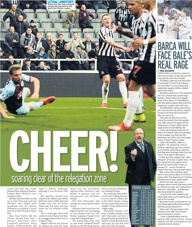  ??  ?? LETHAL LONGSTAFF Rising Toon star Sean Longstaff doubles the lead with his first goal in the Premier League
