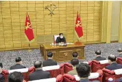  ?? KOREAN CENTRAL NEWS AGENCY/KOREA NEWS SERVICE VIA AP ?? North Korean leader Kim Jong Un attends a meeting on anti-virus strategies in Pyongyang, North Korea Saturday.