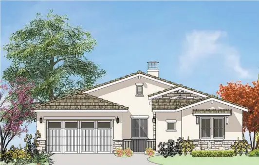  ?? IMAGE RENDERING ?? Designed in Spanish and Tuscan styling, the 18 large, executive homes at Carriage Hill will be priced from the low $1-millions when released for sale this spring.