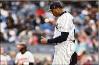  ?? Elsa / Getty Images ?? The Yankees have left Aroldis Chapman off of their roster for their ALDS series against the Gaurdians after the reliever missed a workout.