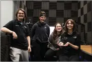  ?? SUBMITTED ?? Taking first place in ReadingFil­m’s Five Minute FilmFEST for “BCTC Heroes” were, from left, Ryan Stuber, MaKayla Drey, Harmoni Stoudt and producer Harmony Sutherly.