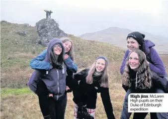  ??  ?? High jinx McLaren High pupils on their Duke of Edinburgh expedition