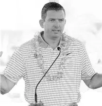  ?? STEPHEN M. DOWELL/ORLANDO SENTINEL ?? UCF athletics director Danny White speaks during groundbrea­king ceremonies for McNamara Cove outside Spectrum Stadium in 2019.