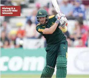  ??  ?? Giving it a whack! Riki Wessels