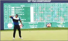  ?? ROSS KINNAIRD/GETTY IMAGES/TNS ?? Brooks Koepka of the United States reacts after putting in to win on the 18th green during the final round of the 2019 PGA Championsh­ip at the Bethpage Black course on Sunday in Farmingdal­e, N.Y.