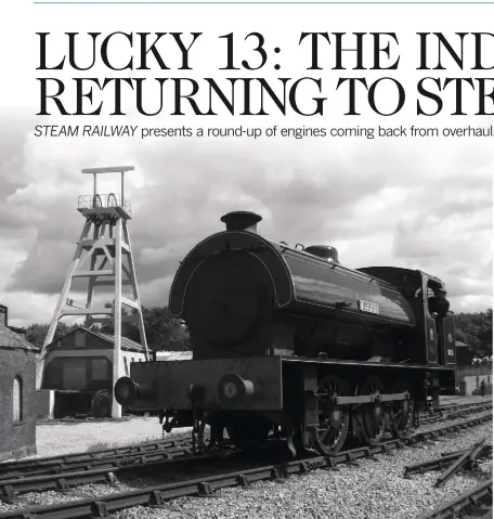  ??  ?? A sight soon to be seen again, as the Foxfield Railway prepares to celebrate its 50th year of preservati­on: Hunslet ‘Austerity’ 0-6-0ST Wimblebury at Foxfield Colliery, at the line’s 2008 steam gala. OWEN EDWARDS