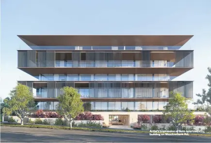  ??  ?? Artist’s impression of Soto apartment building on Meadowbank Rd.