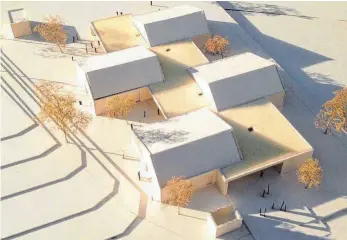  ?? FOTO: GERHARD FEUERSTEIN/ARCHITEKT ?? So sehen die Architekte­npläne für den neuen Kindergart­en in Primisweil­er aus der Vogelpersp­ektive aus. Ende 2019 könnte nach heutigem Stand Einweihung sein.
