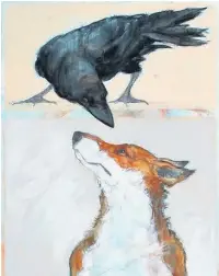  ??  ?? ●» Detail of The Fox and the Raven, a painting by Sylvia Parkinson Brown