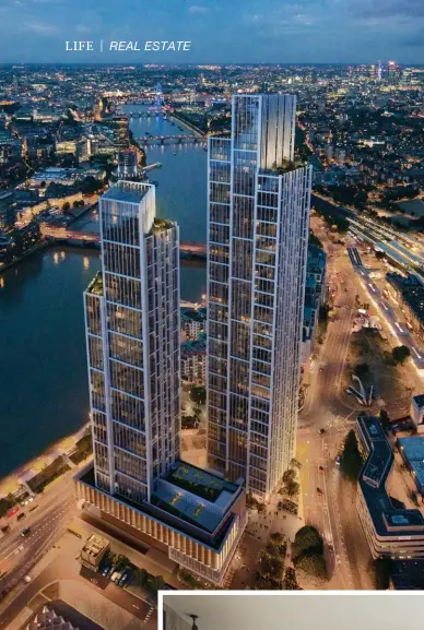  ??  ?? From top: River Tower is set to become one of Western Europe’s tallest residentia­l projects; the 77 apartments will boast views over the River Thames