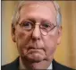  ?? ASSOCIATED PRESS ?? IN THIS MAY 15 file photo, Senate Majority Leader Mitch McConnell, R-Ky., pauses as he speaks to reporters at the Capitol in Washington.